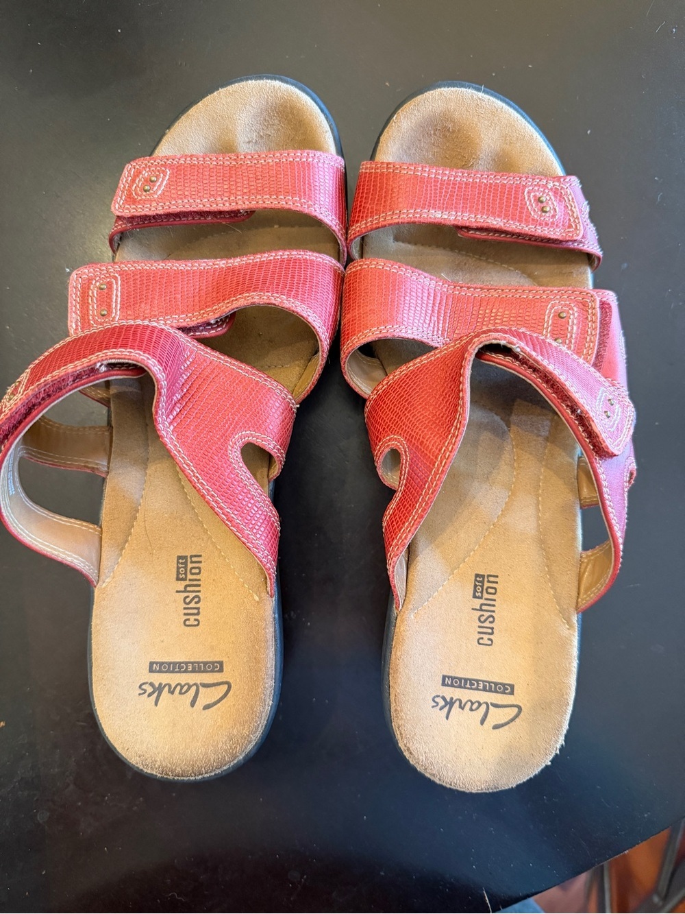 Clarks Women's Delana Damir Leather Slide - red - size 8.5 - Picture 4 of 9